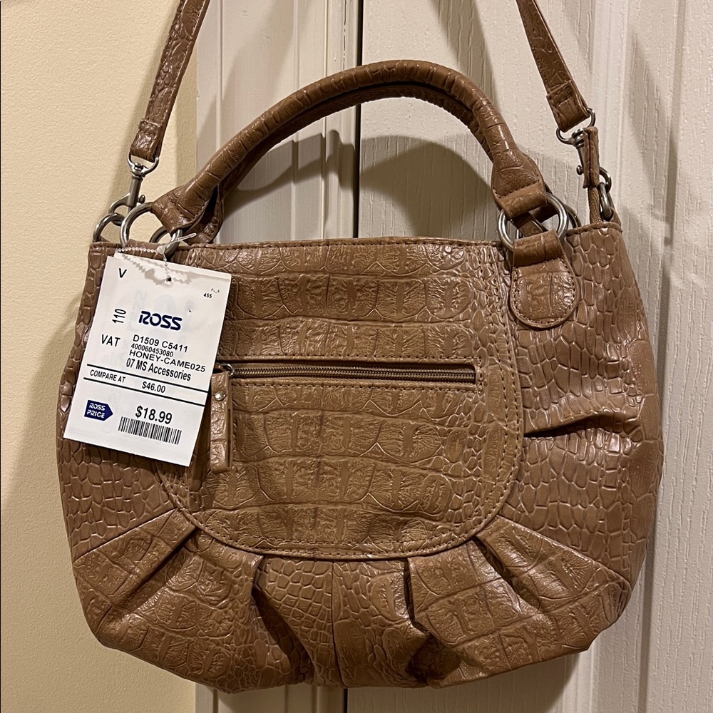 Brown Crocodile-Embossed Women's Bag. Alfred Dunner